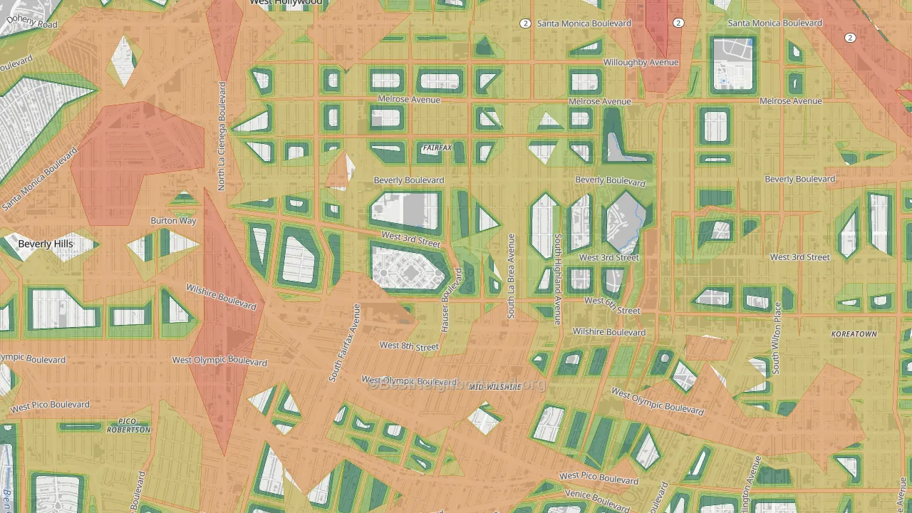 90036, CA Map of Noise Levels in 90036