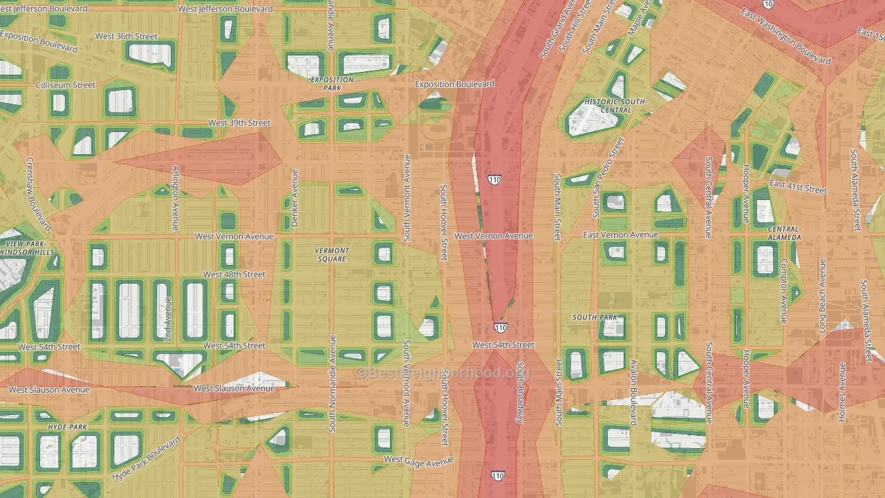 90037, CA Map of Noise Levels in 90037