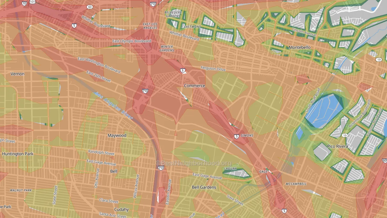 90040, CA Map of Noise Levels in 90040