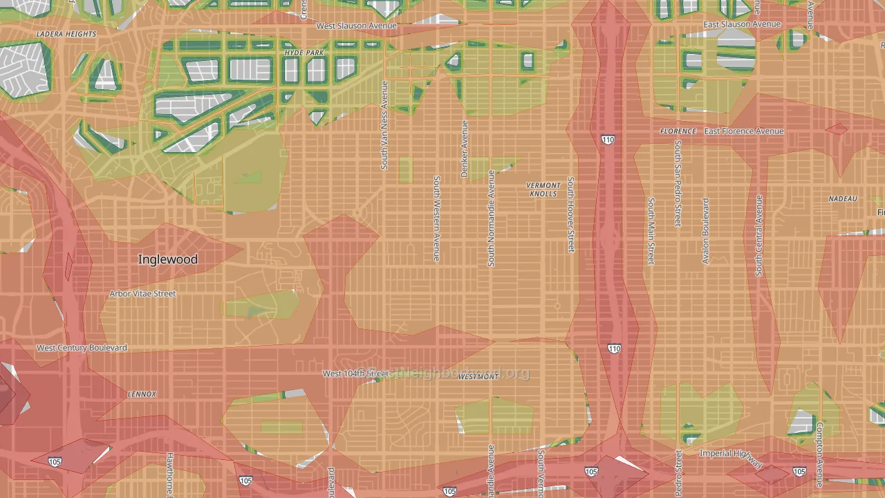 90047, CA Map of Noise Levels in 90047