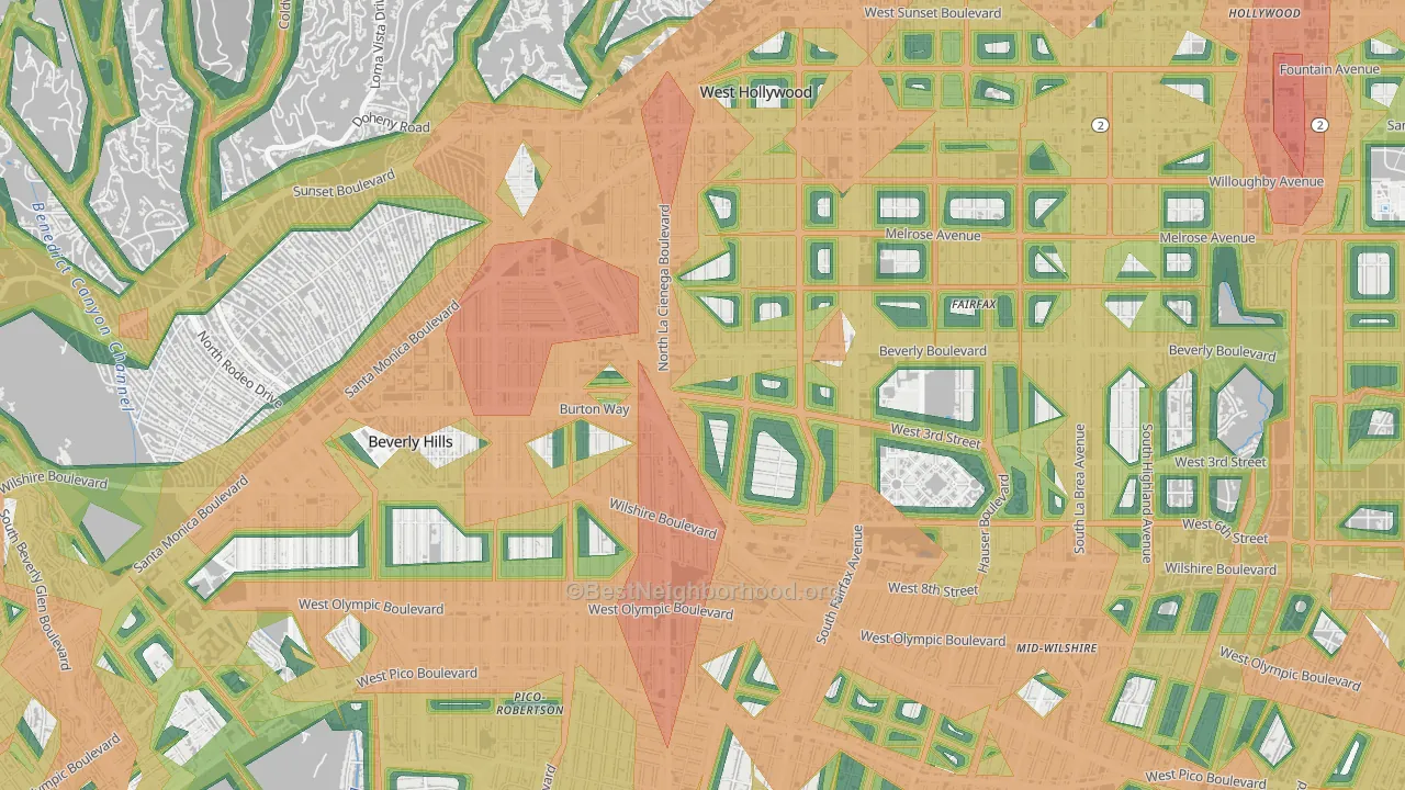 90048, CA Map of Noise Levels in 90048