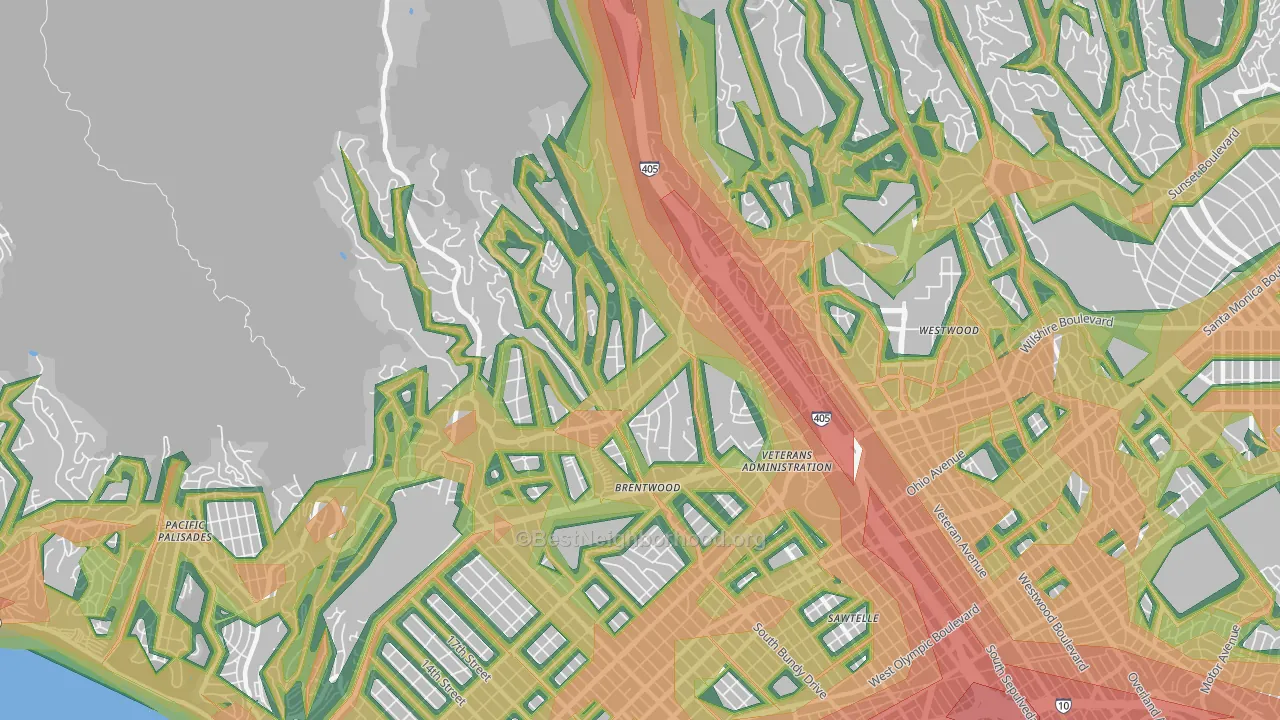 90049, CA Map of Noise Levels in 90049