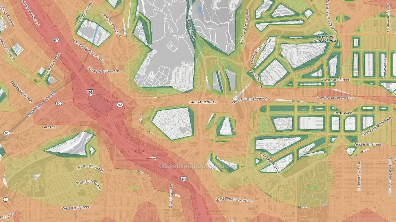 90056, CA Map of Noise Levels in 90056
