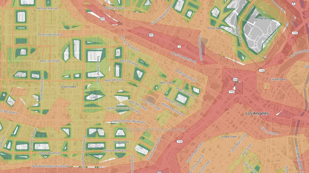 90057, CA Map of Noise Levels in 90057