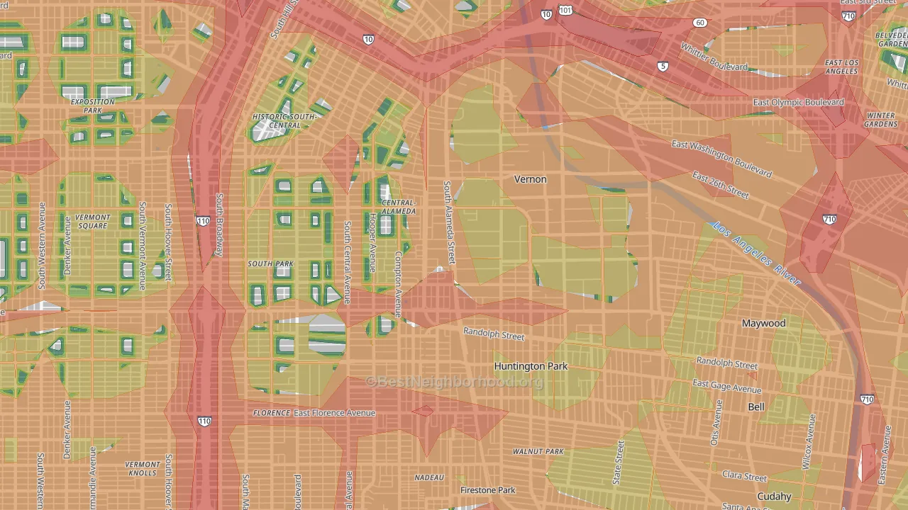 90058, CA Map of Noise Levels in 90058