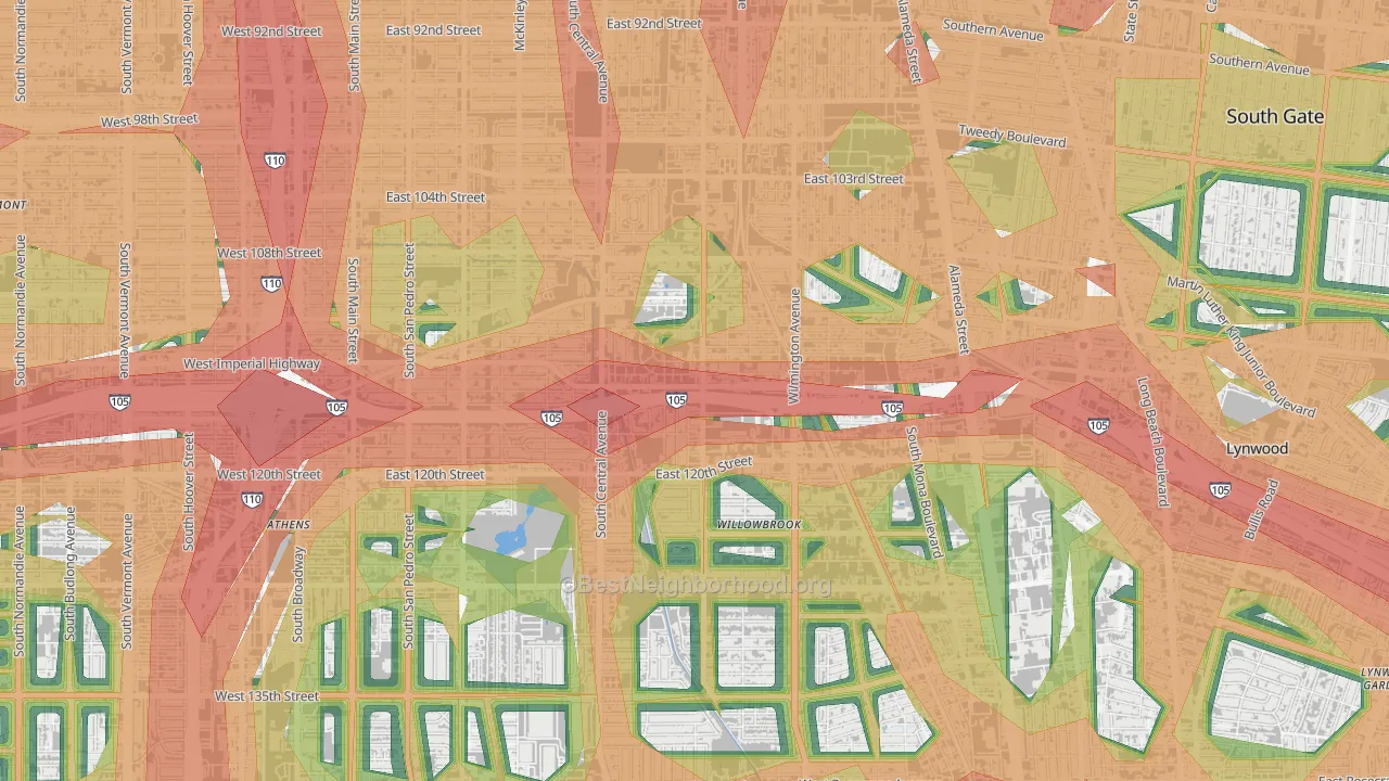 90059, CA Map of Noise Levels in 90059