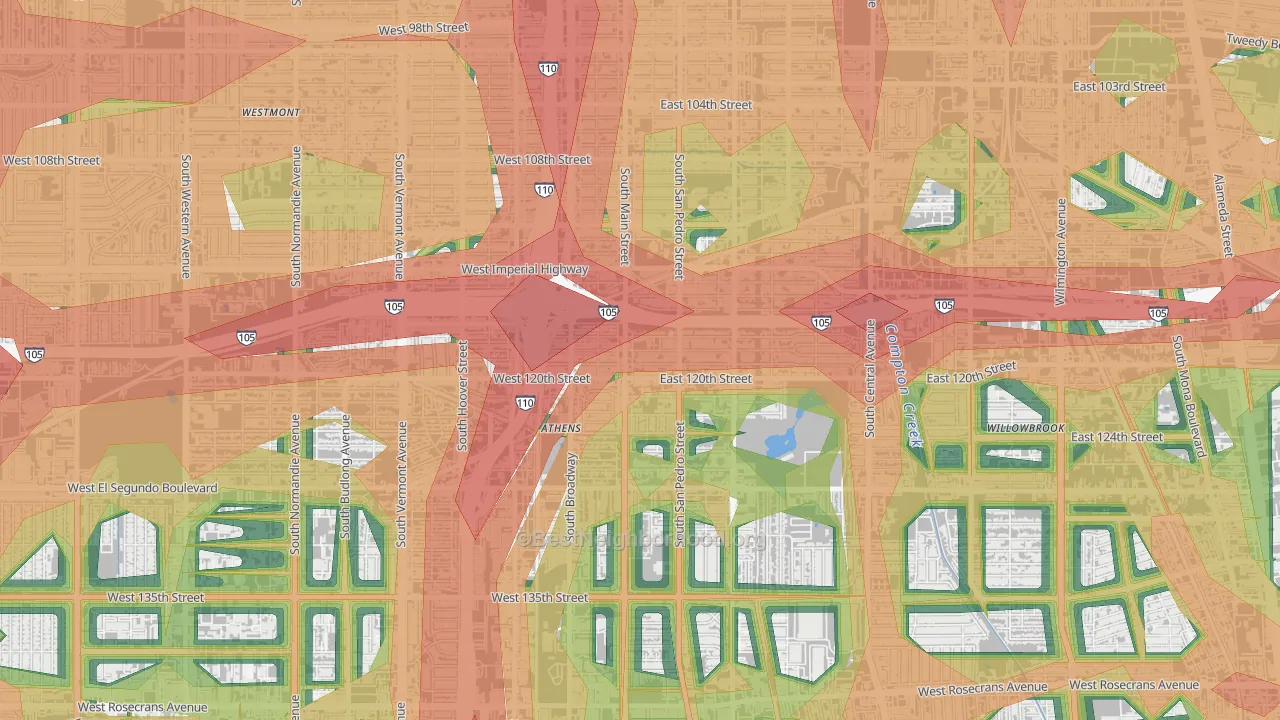 90061, CA Map of Noise Levels in 90061