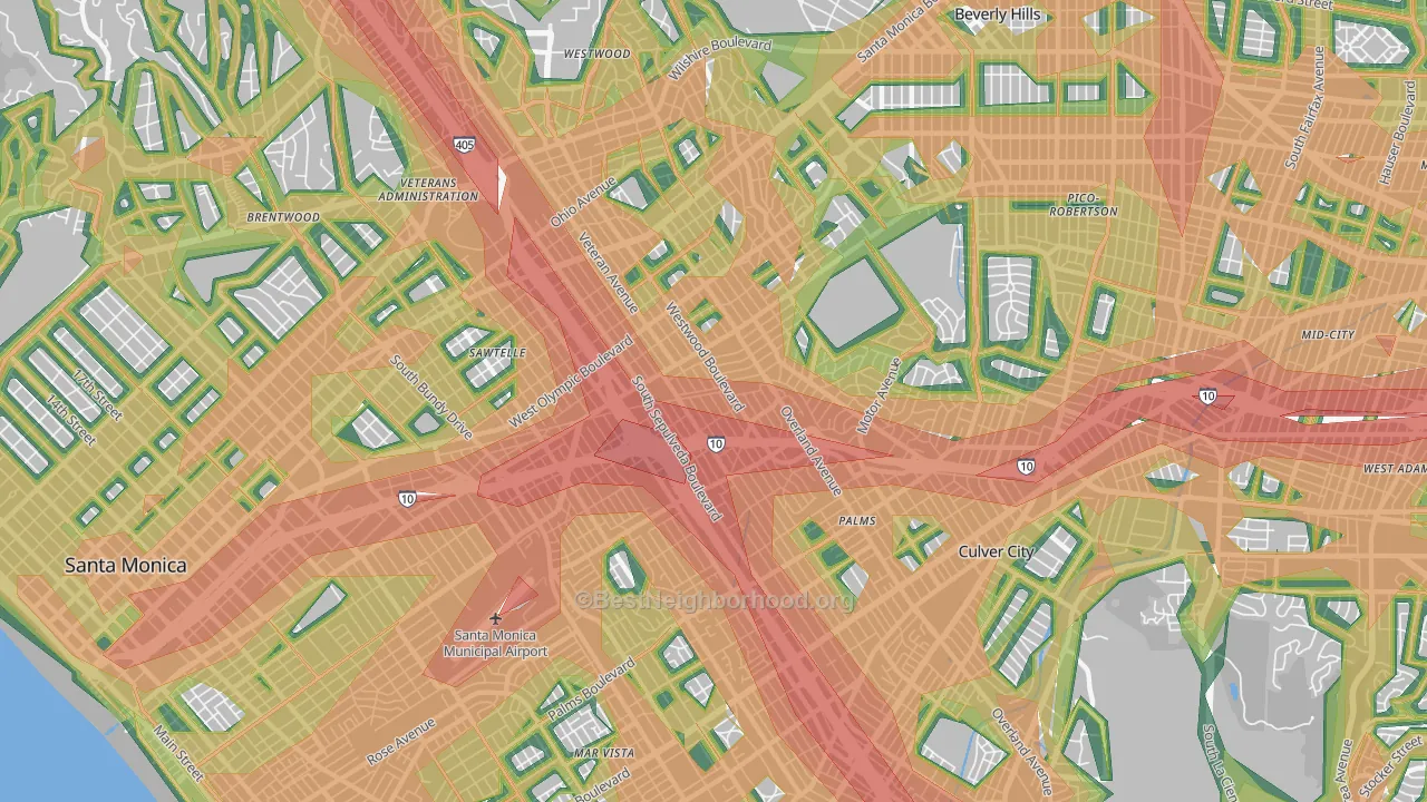 90064, CA Map of Noise Levels in 90064