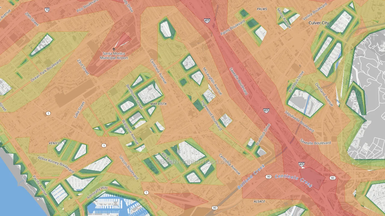 90066, CA Map of Noise Levels in 90066
