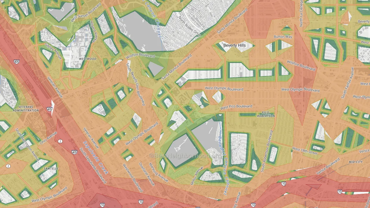 90067, CA Map of Noise Levels in 90067