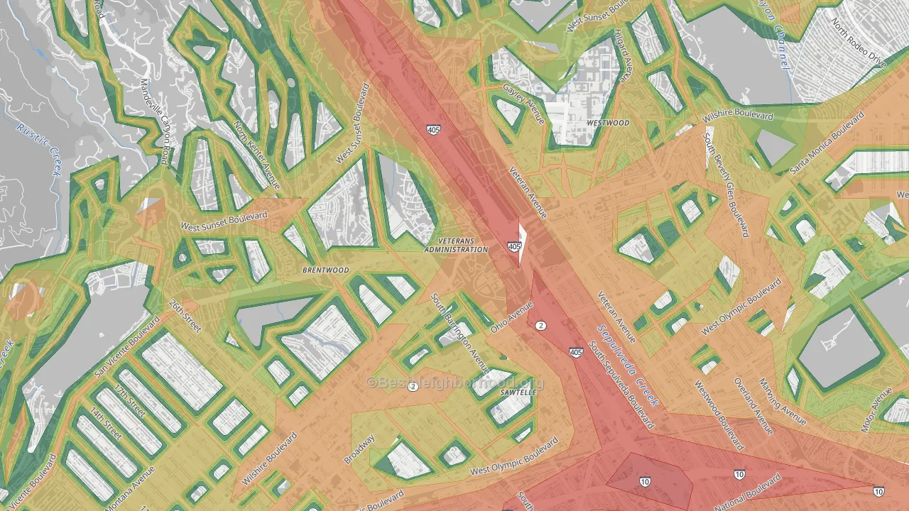 90073, CA Map of Noise Levels in 90073
