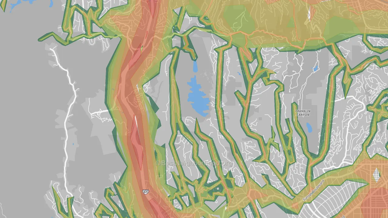 90077, CA Map of Noise Levels in 90077