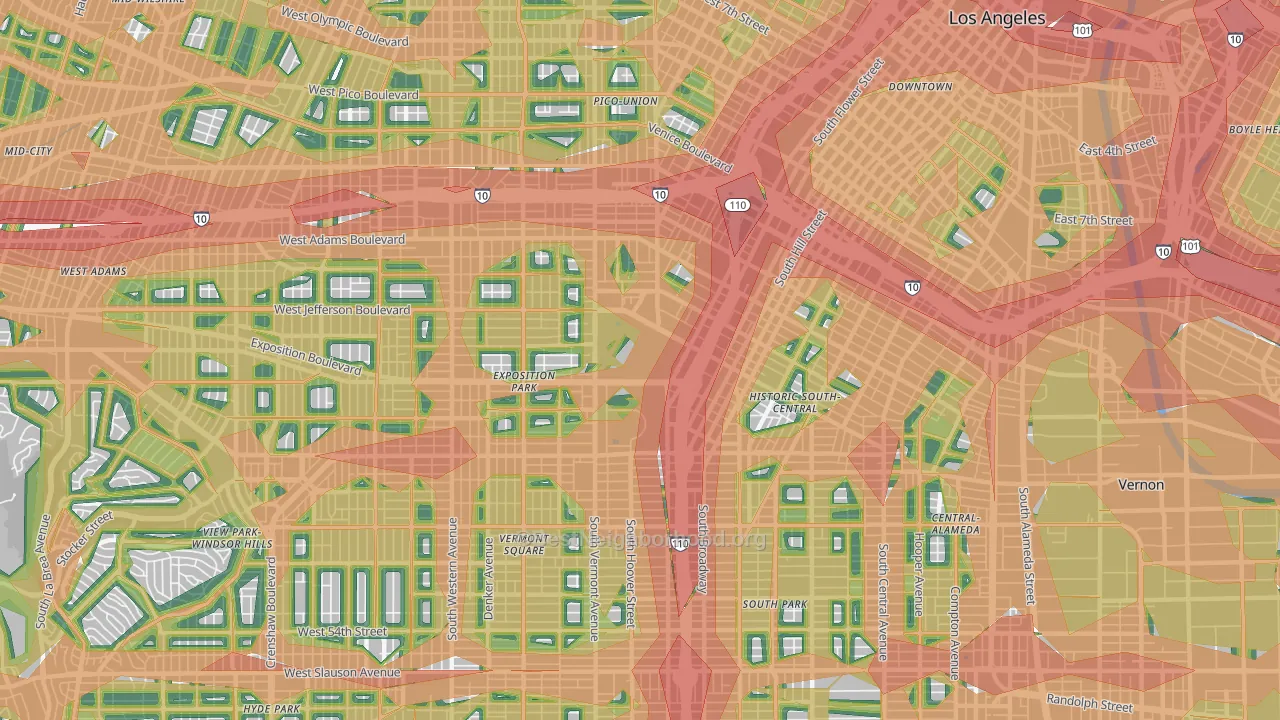90089, CA Map of Noise Levels in 90089