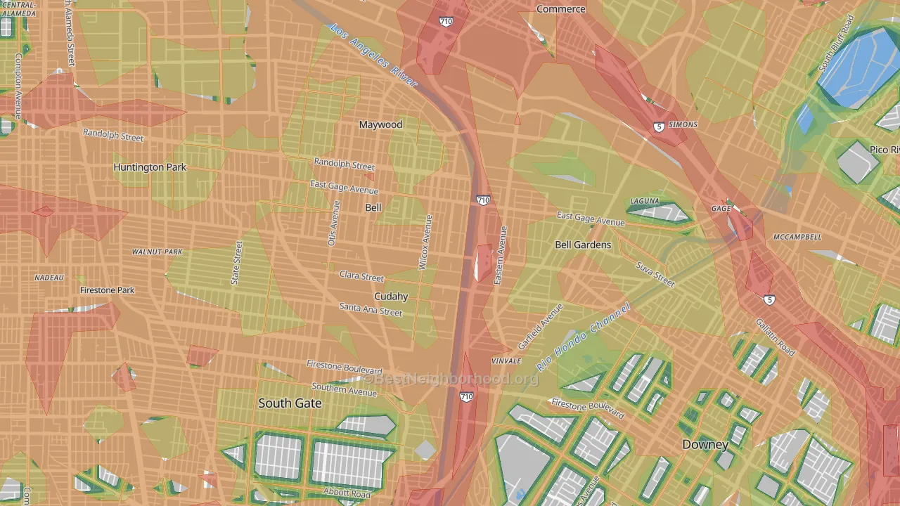 90201, CA Map of Noise Levels in 90201