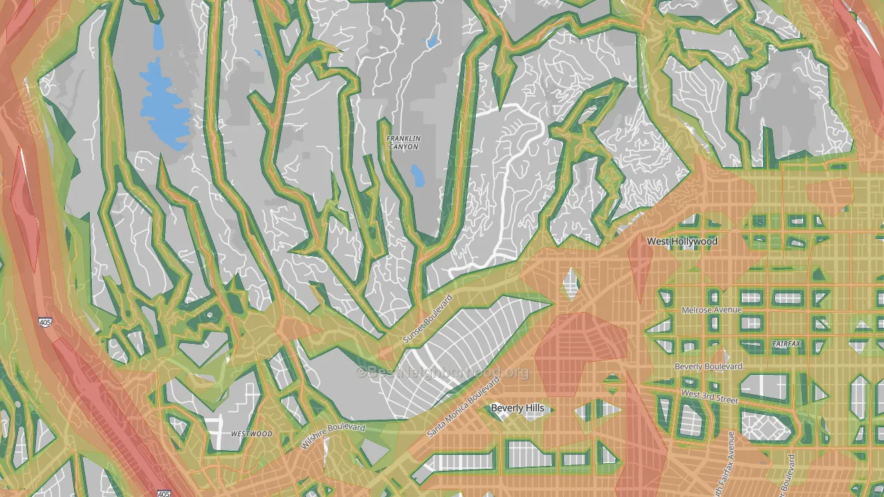 90210, CA Map of Noise Levels in 90210