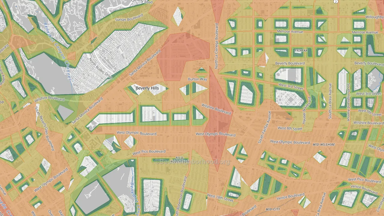 90211, CA Map of Noise Levels in 90211