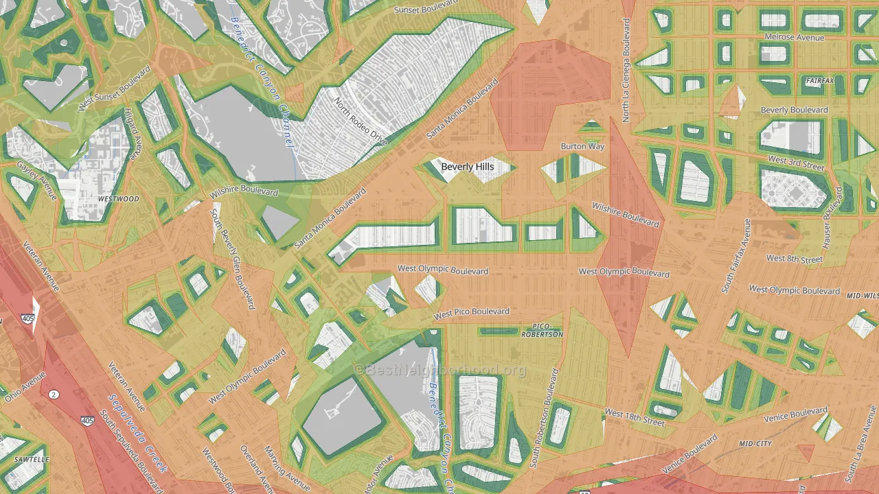 90212, CA Map of Noise Levels in 90212