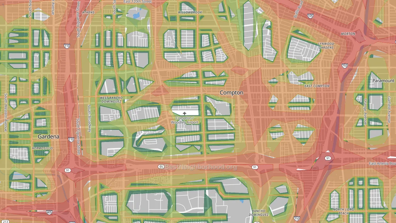 90220, CA Map of Noise Levels in 90220