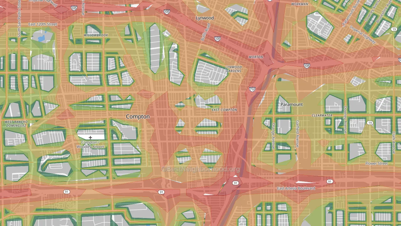 90221, CA Map of Noise Levels in 90221