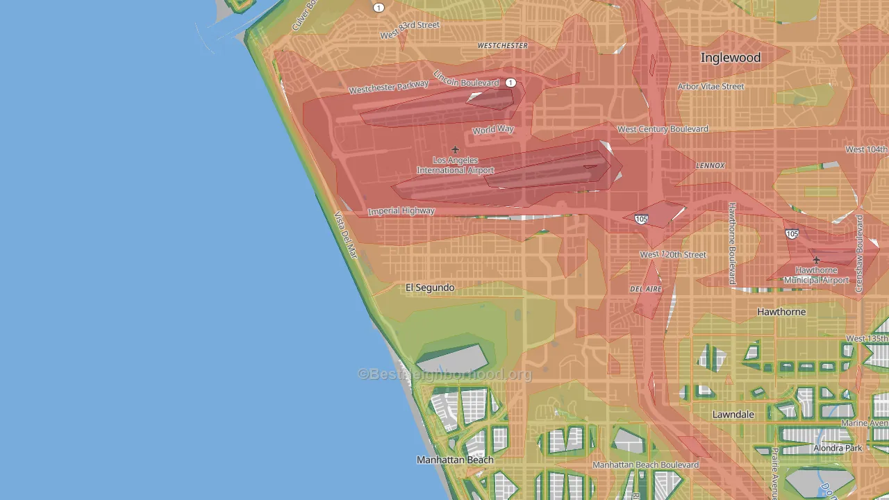 90245, CA Map of Noise Levels in 90245