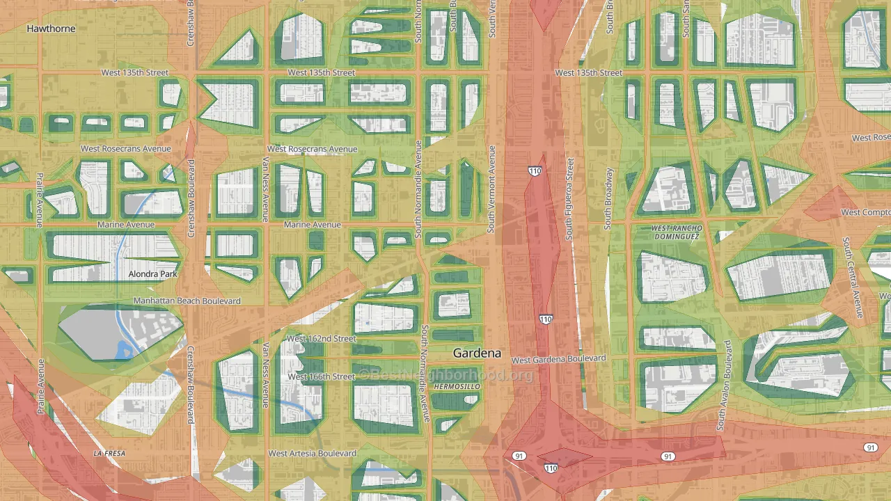 90247, CA Map of Noise Levels in 90247