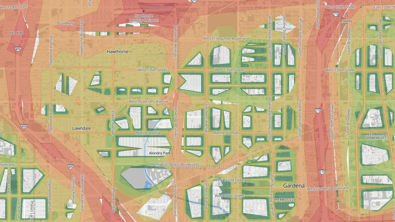 90249, CA Map of Noise Levels in 90249