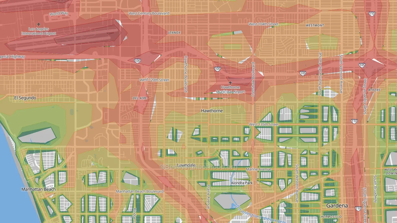 90250, CA Map of Noise Levels in 90250