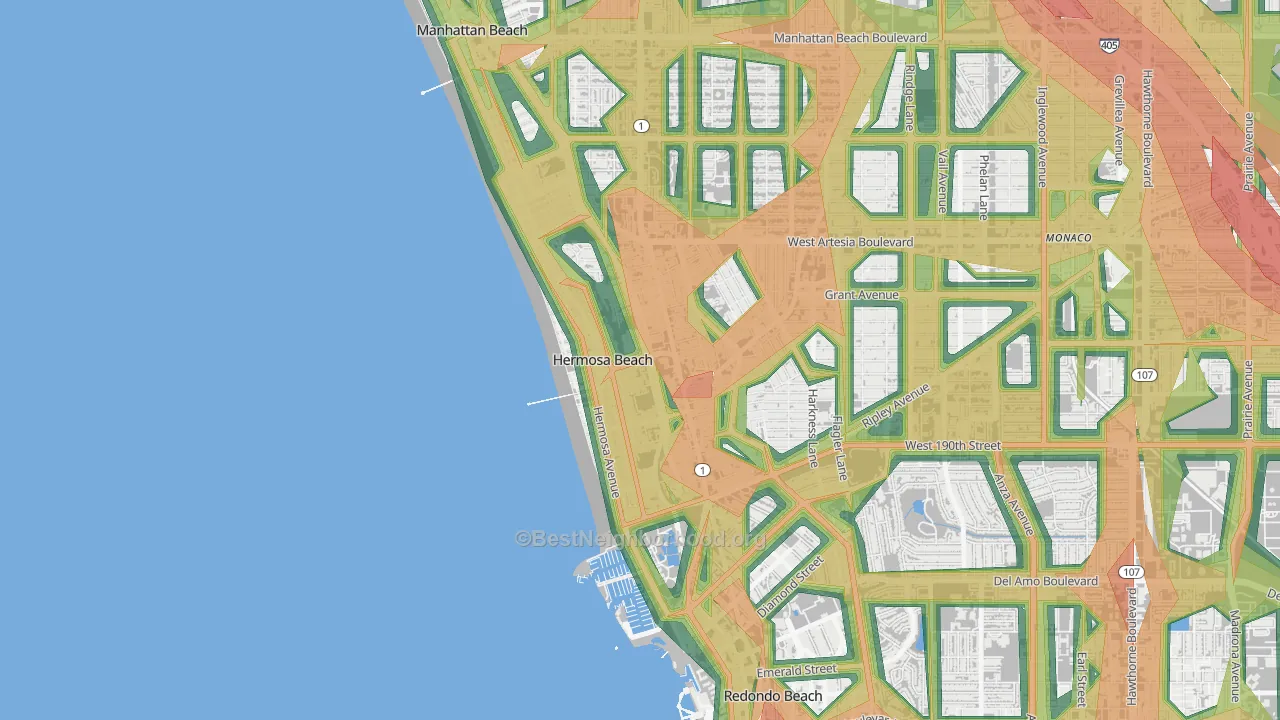 90254, CA Map of Noise Levels in 90254