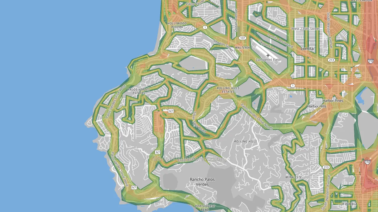 90274, CA Map of Noise Levels in 90274