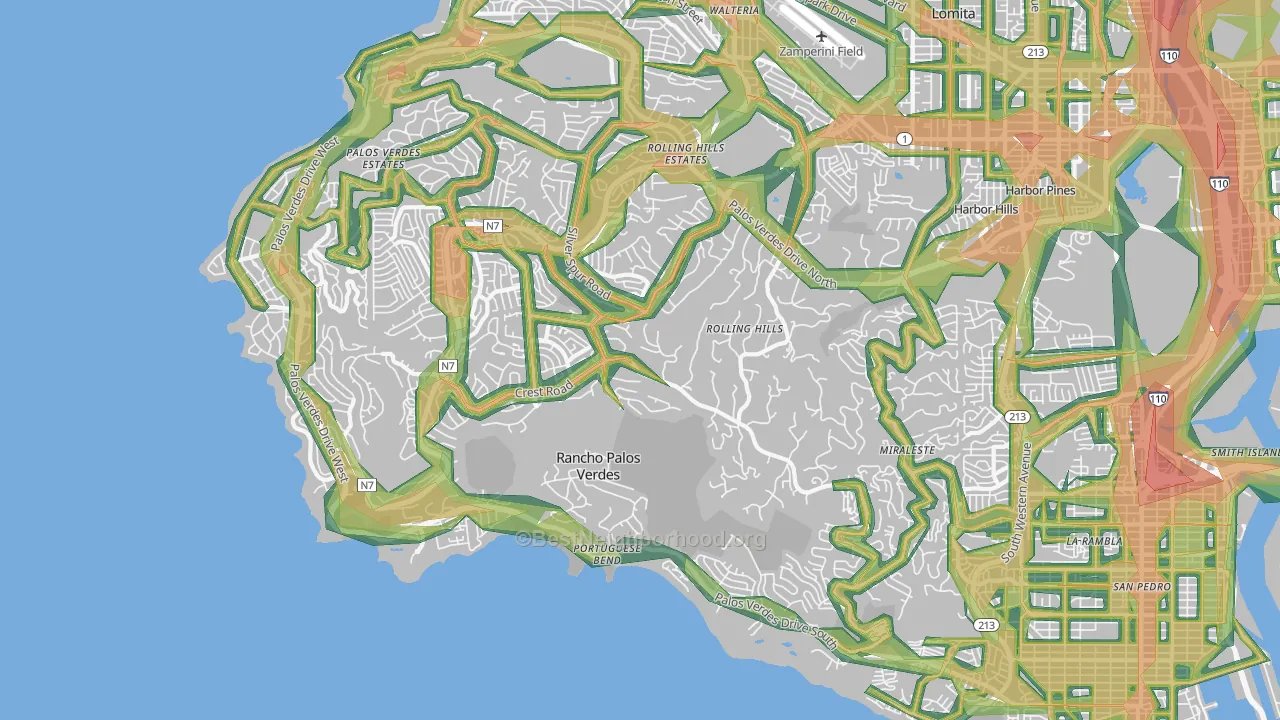 90275, CA Map of Noise Levels in 90275