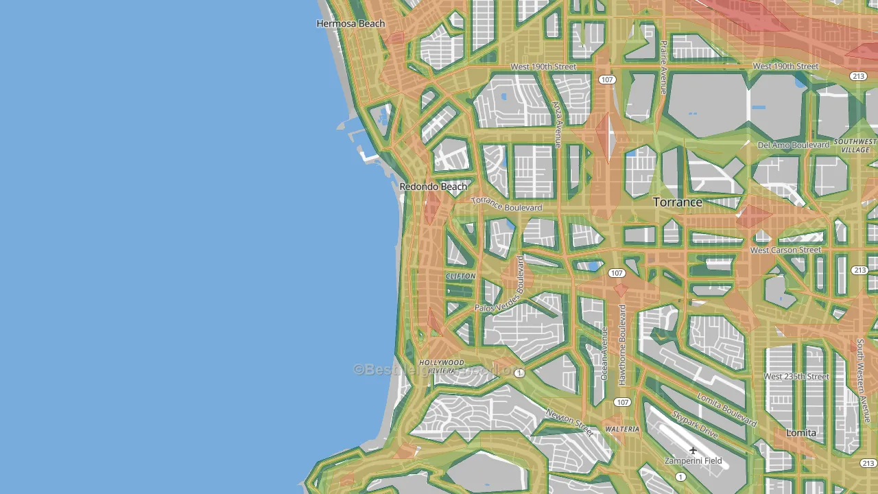 90277, CA Map of Noise Levels in 90277