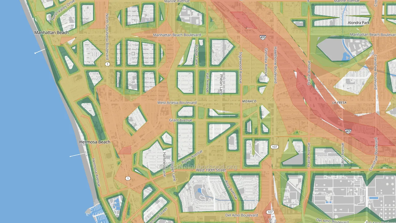 90278, CA Map of Noise Levels in 90278