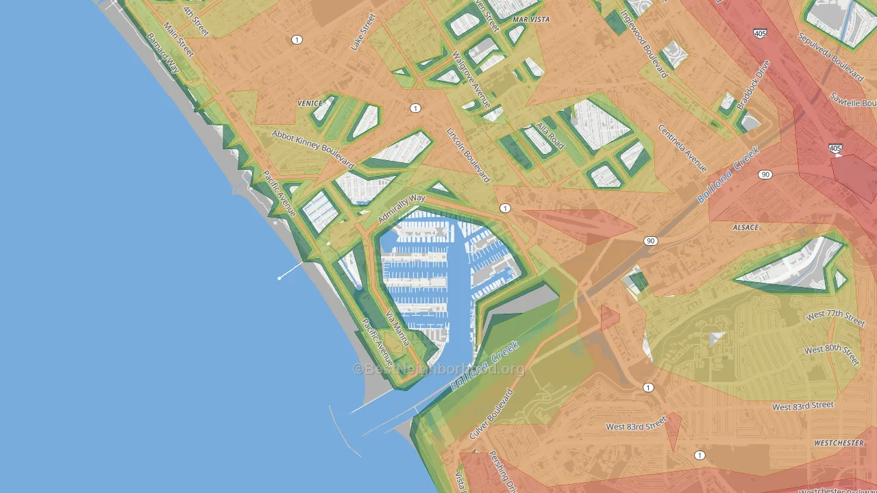 90292, CA Map of Noise Levels in 90292
