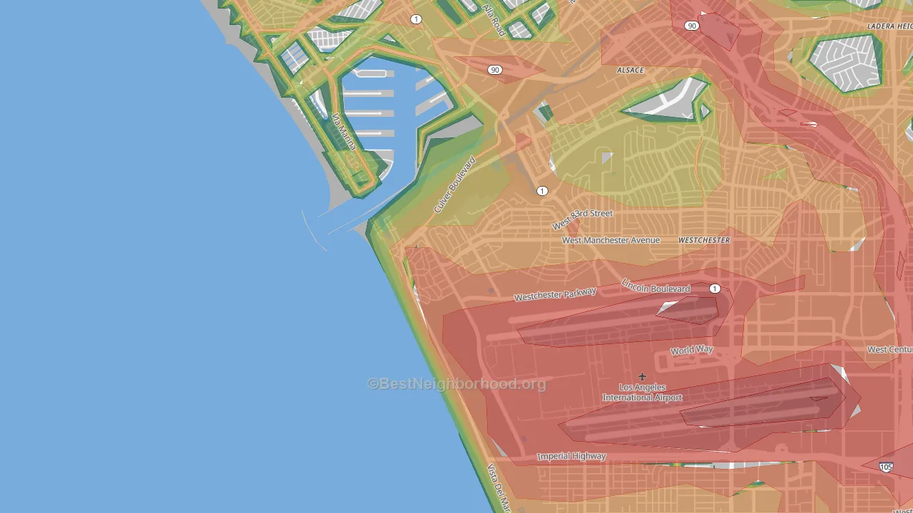 90293, CA Map of Noise Levels in 90293