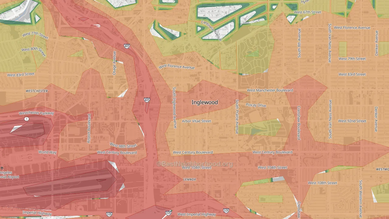 90301, CA Map of Noise Levels in 90301