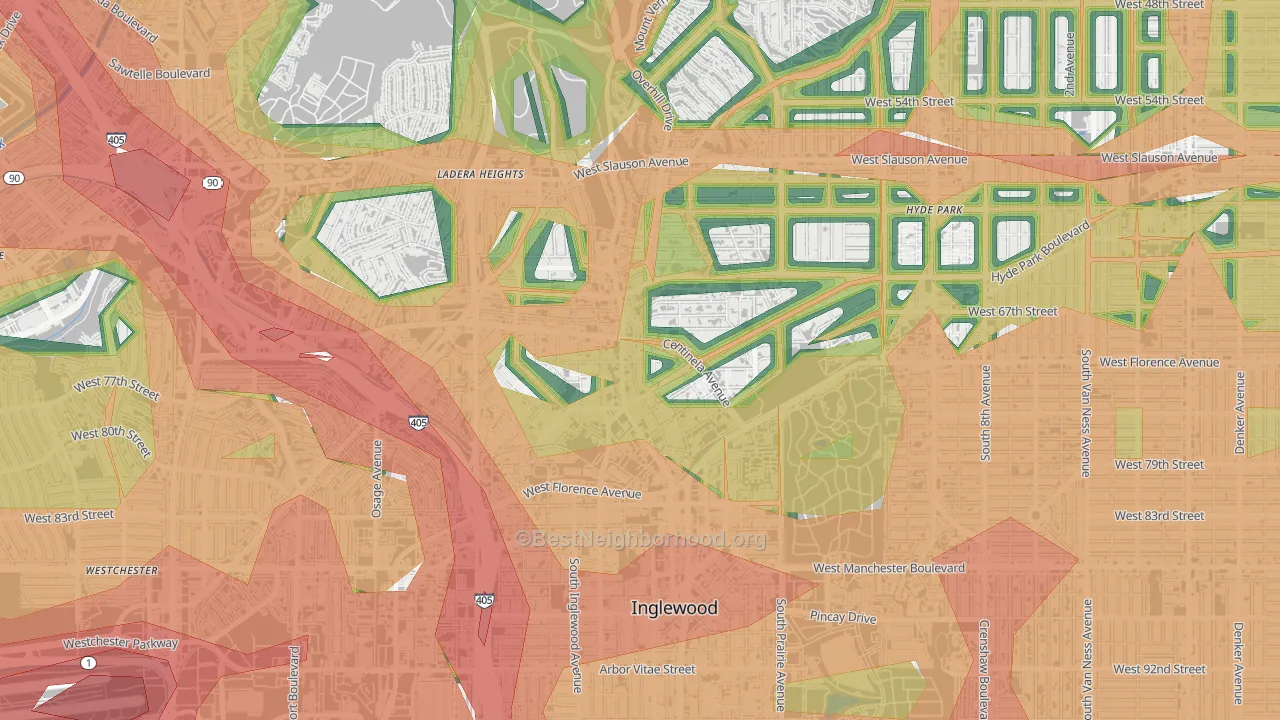 90302, CA Map of Noise Levels in 90302