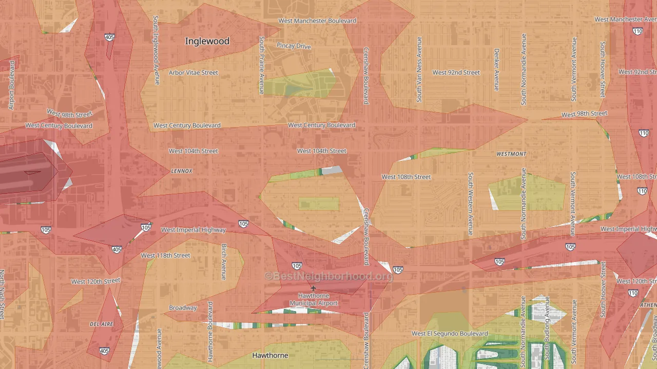 90303, CA Map of Noise Levels in 90303