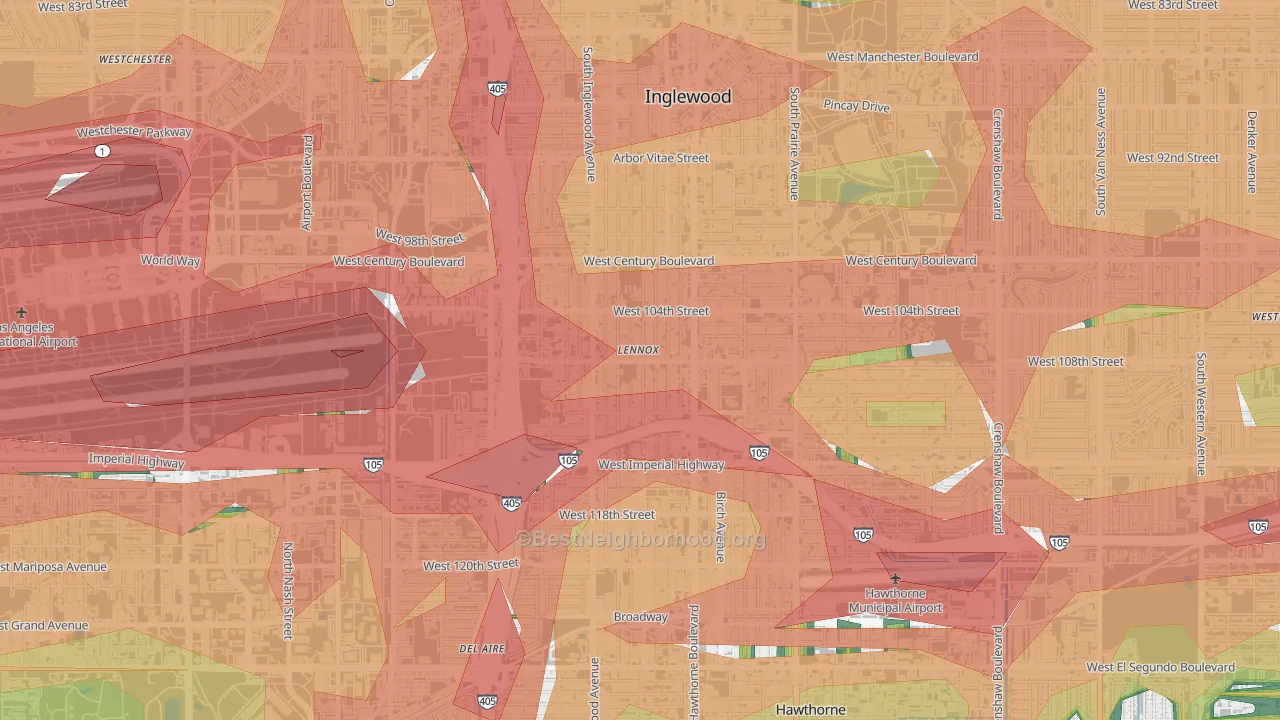 90304, CA Map of Noise Levels in 90304