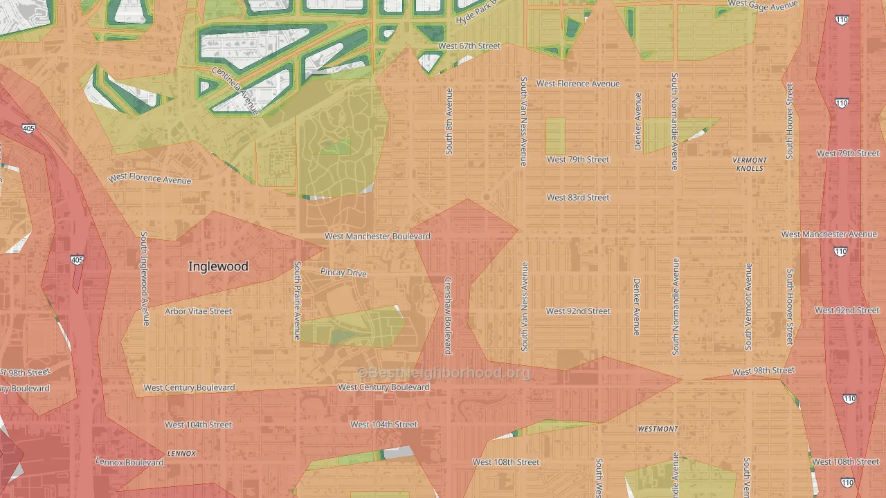 90305, CA Map of Noise Levels in 90305