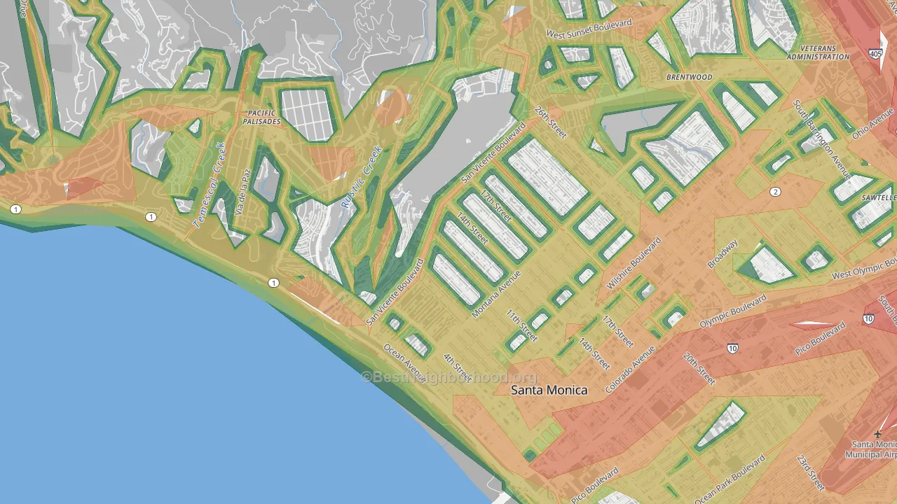 90402, CA Map of Noise Levels in 90402