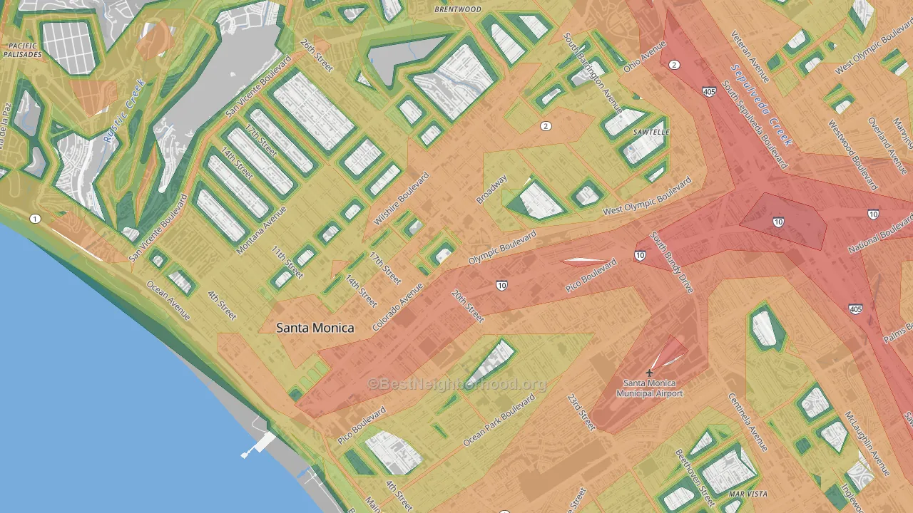 90404, CA Map of Noise Levels in 90404