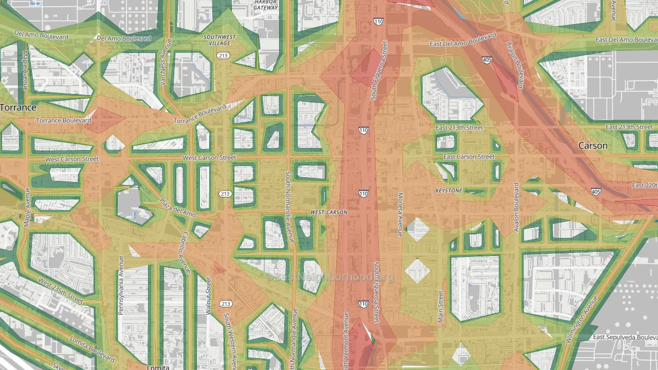 90502, CA Map of Noise Levels in 90502
