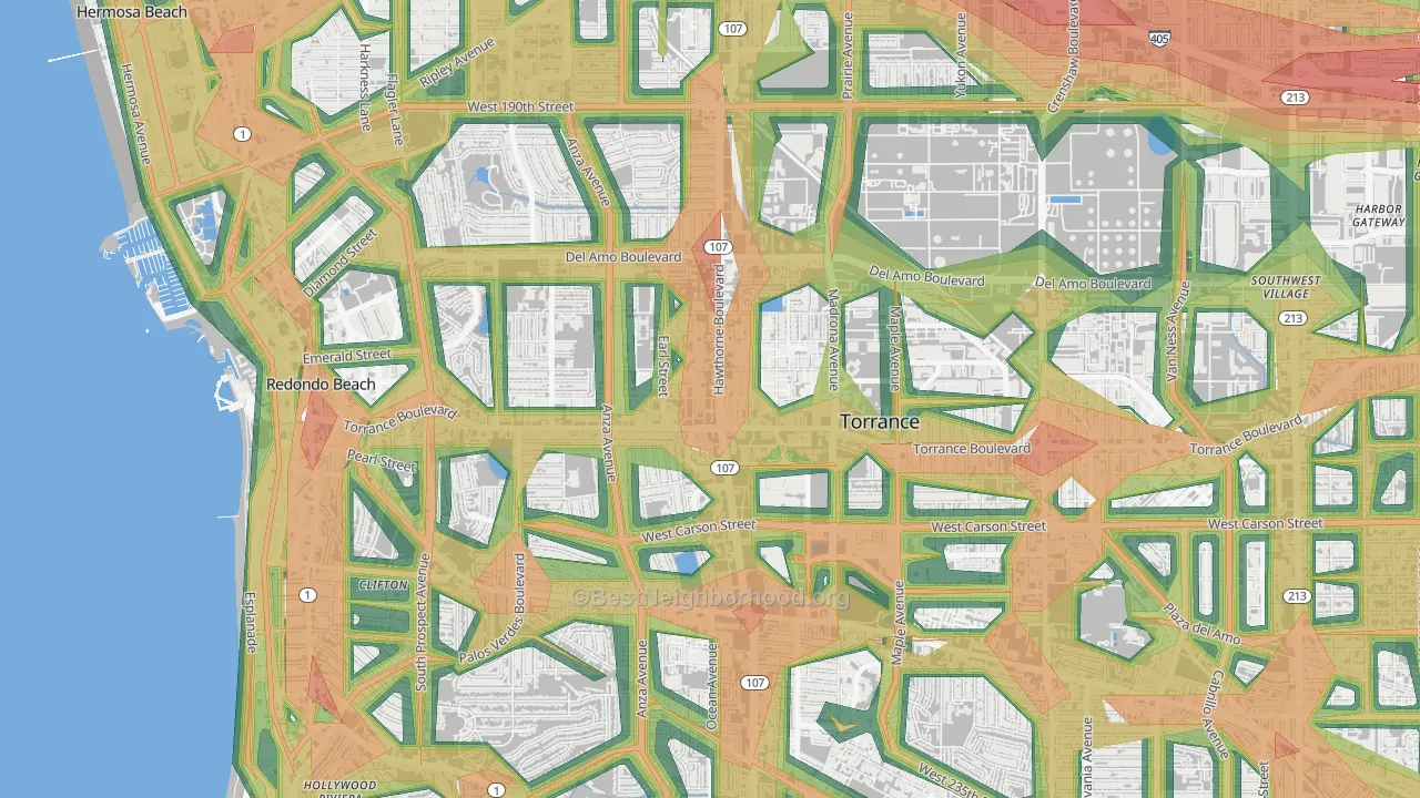 90503, CA Map of Noise Levels in 90503