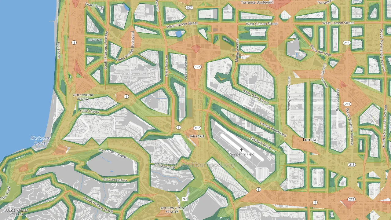 90505, CA Map of Noise Levels in 90505