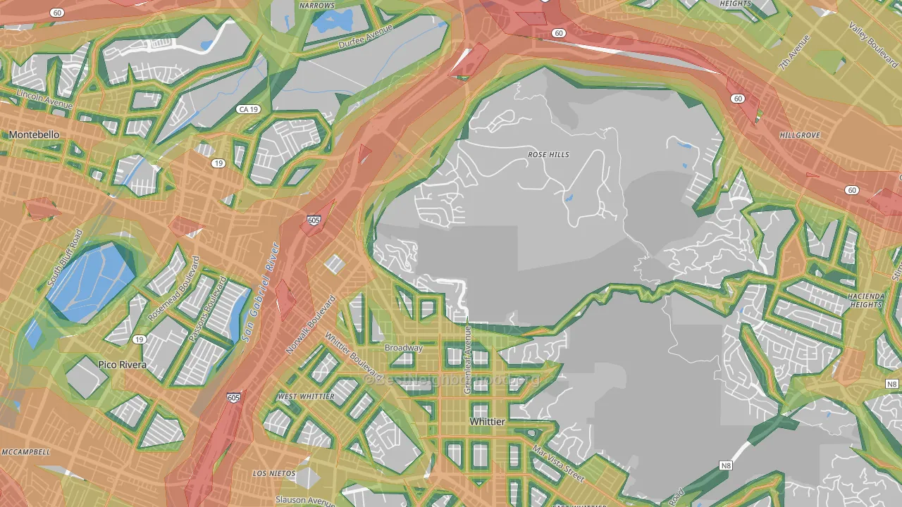 90601, CA Map of Noise Levels in 90601