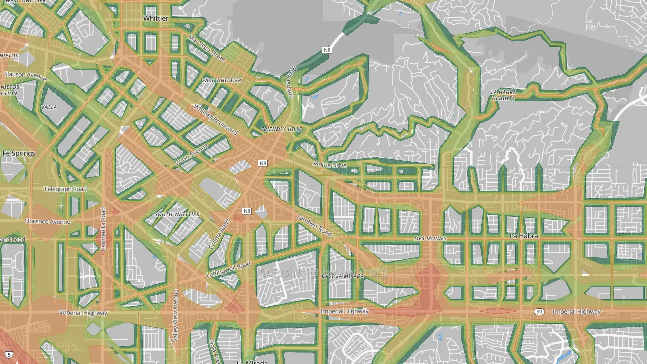 90603, CA Map of Noise Levels in 90603