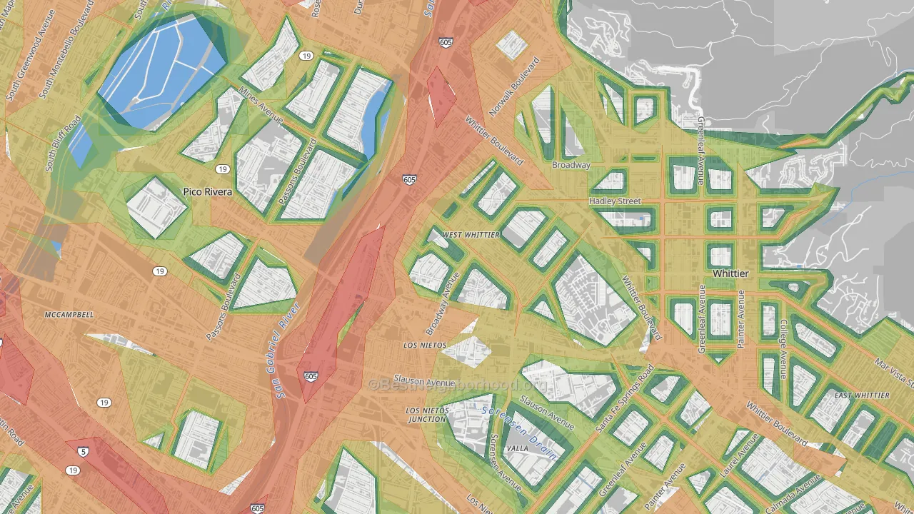 90606, CA Map of Noise Levels in 90606