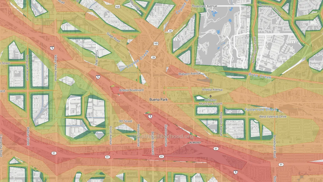 90621, CA Map of Noise Levels in 90621