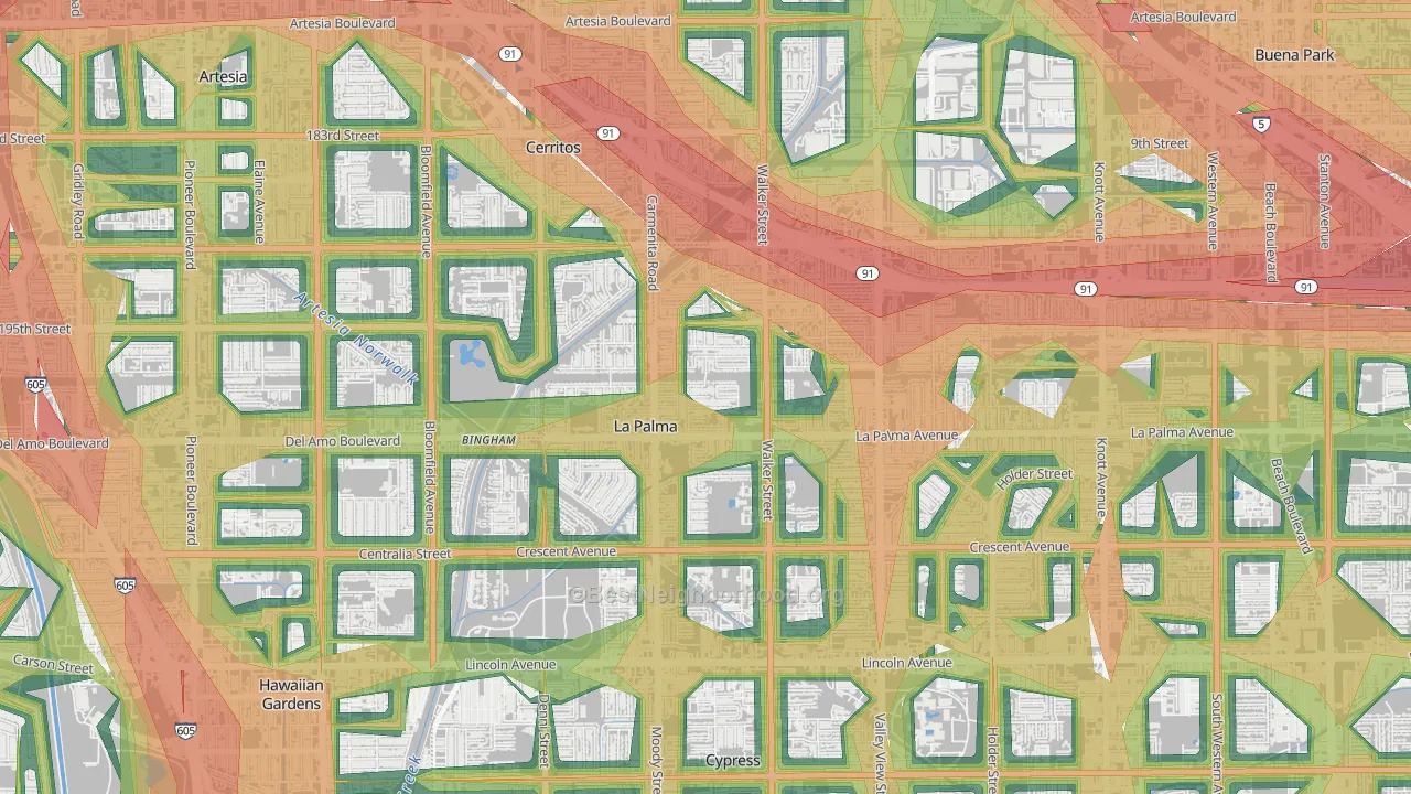 90623, CA Map of Noise Levels in 90623