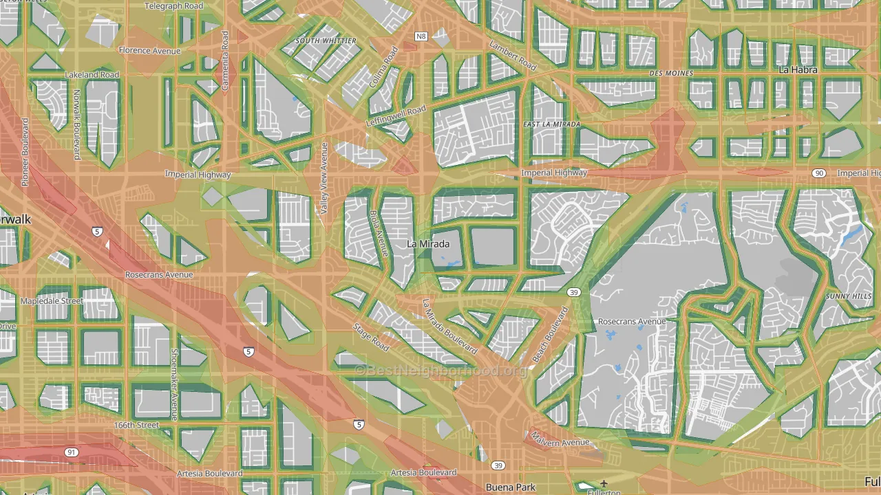 90638, CA Map of Noise Levels in 90638
